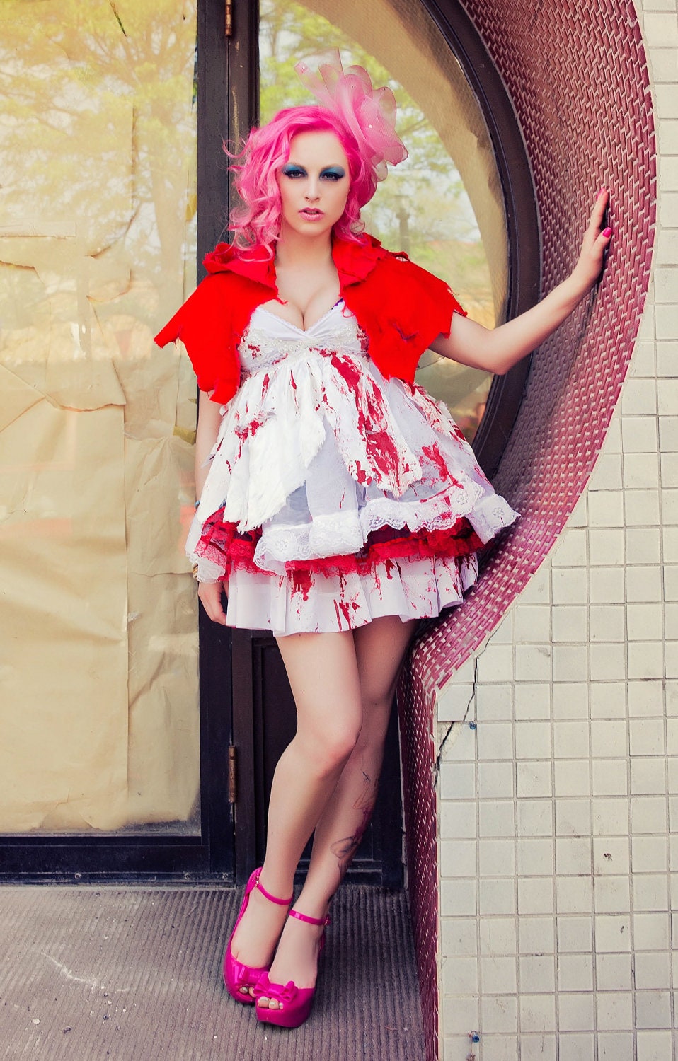 Cosplay Harajuku Cosplay Costume Little Dead Riding Hood Faery Bloody Vampire Dress & Cape by Janice Louise Miller