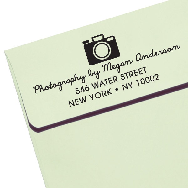 CUSTOM ADDRESS STAMP  - new - Eco Friendly & self inking, for photographers or photography events, return address stamp "Photographer 1"