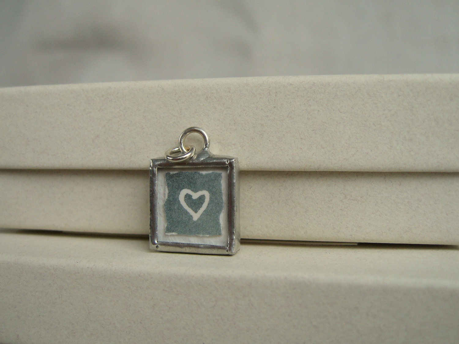 spring sale - blue heart watercolor pendant
