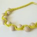 textile neon necklace braided in  wooden beads