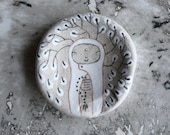 Beach Pottery Jizo Bodhisattva Icon - Jizo holding a Mala, Plants