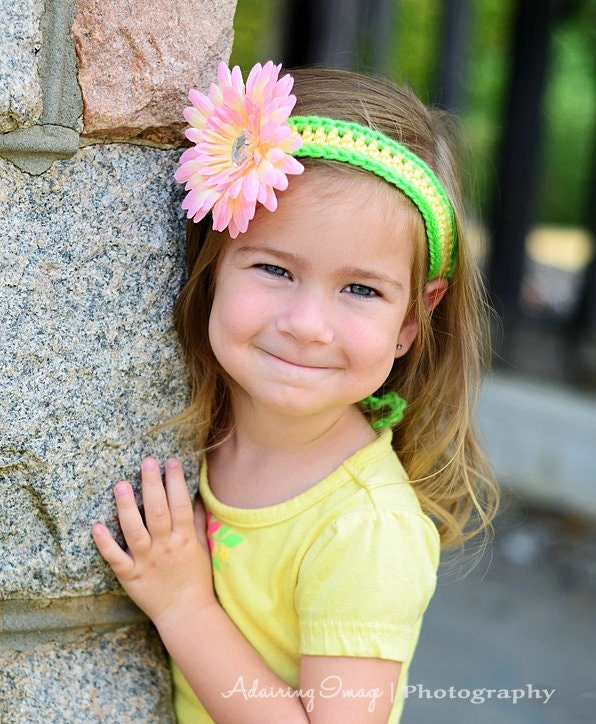 Baby Girls crochet HEADBAND & Flower Clip Newborn 3m 6m 2T Girls Clothes Daisy Soft Photo Prop Baby Wedding All occasion