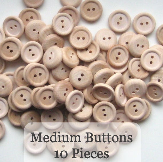 Medium Unfinished Wooden Buttons 3/4 inch, Pack of 10