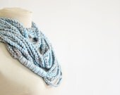 Infinity chain scarf. Blue and gray infinity scarf. Long infinity scarf