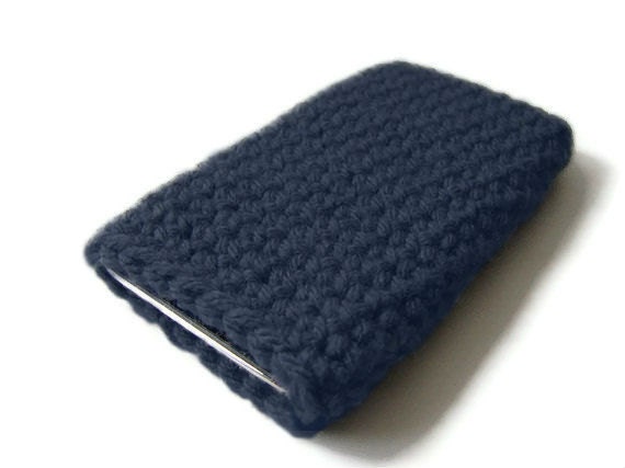 iPhone iPod iTouch Cover Crochet Sleeve Phone Case Navy Blue, MADE TO ORDER, Graduation Gift