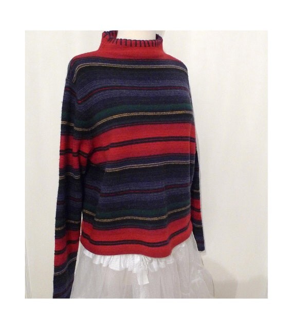 Lambswool Striped Sweater //Blanket Jacket Style// Unisex/ SW Colors
