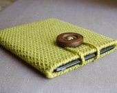 Crochet iPad Case in Chartreuse Green - iPad Sleeve - iPad Cover - Tablet Case - Wooden Button Woodland Neutral Pea Forest