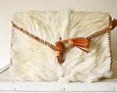 vintage 70s goat fur bag cross body handbag