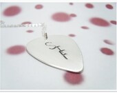 SALE -Custom Guitar Pic/Guitar Plectrum Necklace - Personalized Sterling Silver Single Sided- Fathers Day - Gifts for Dad