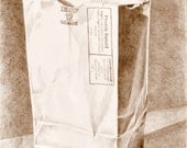ART DRAWING, "Paper Bag" sepia pencil drawing, kitchen art.  Free shipping.