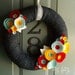 Yarn Wreath Felt Handmade Door Decoration - Denim 12in
