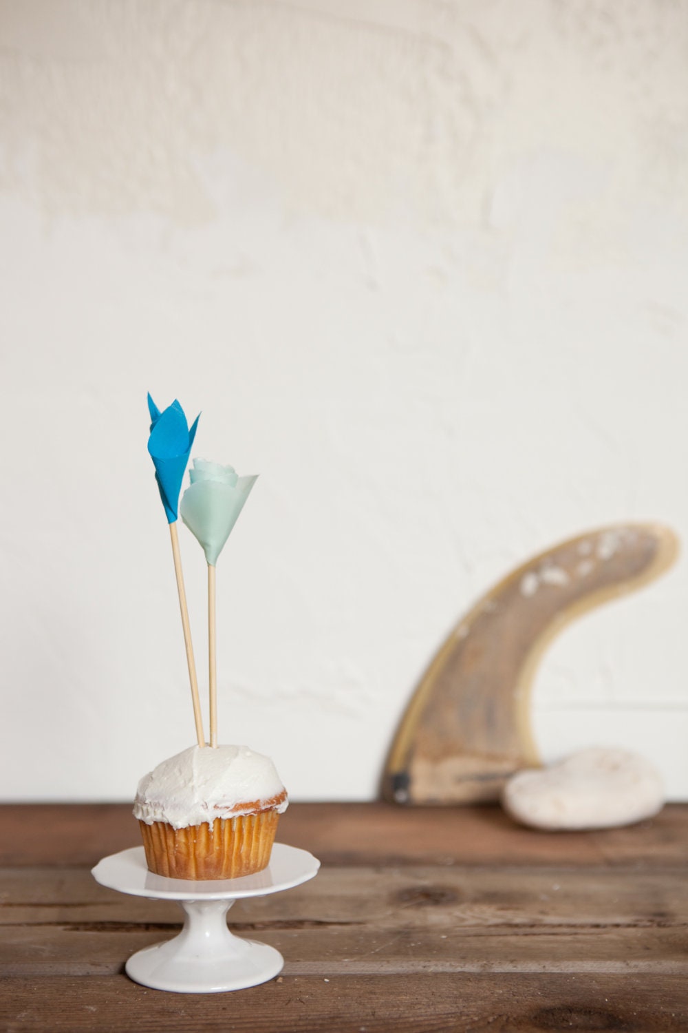 Ocean Colors - Fabric Flower Cake Toppers - 6