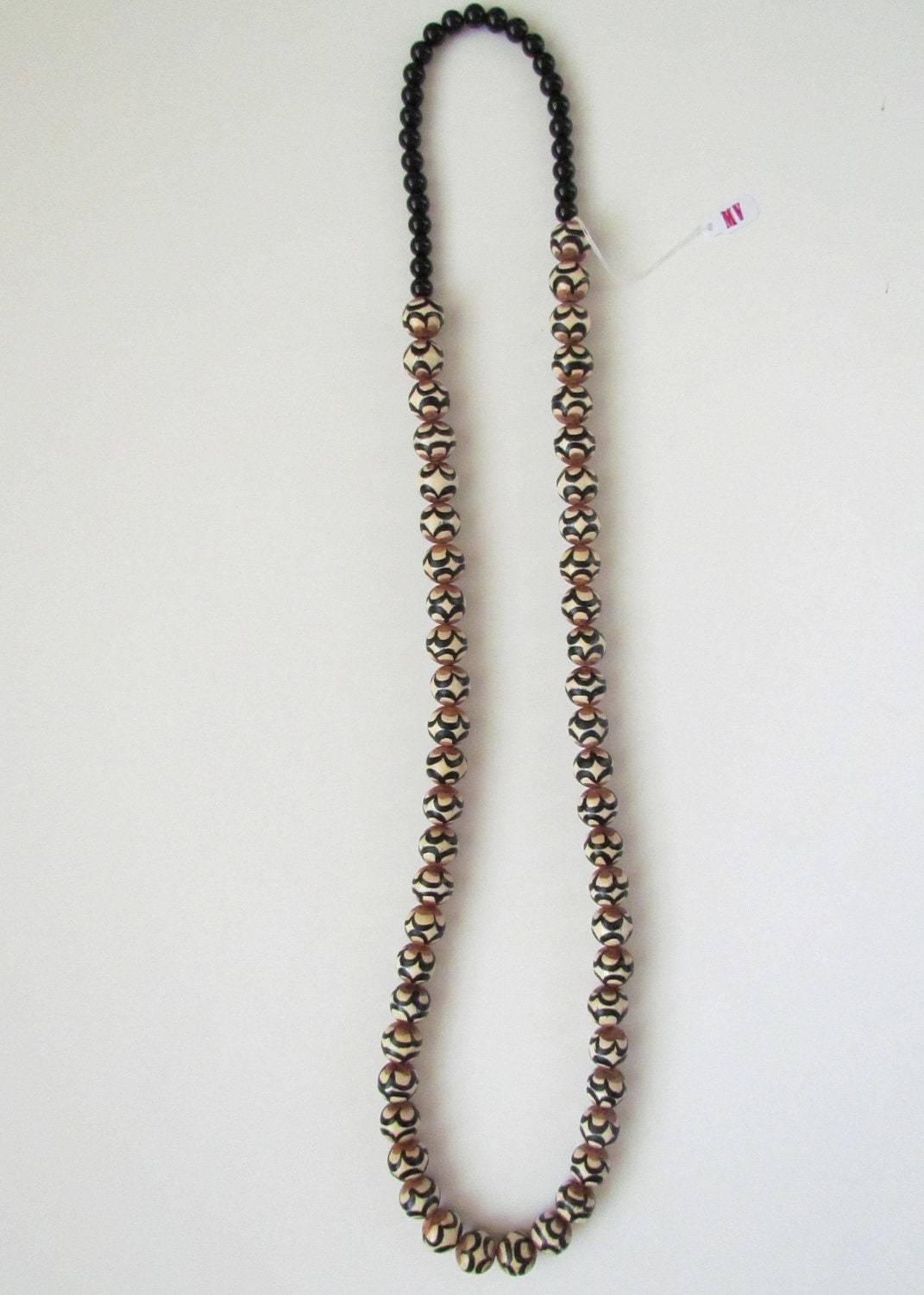 Long Flower Print Necklace