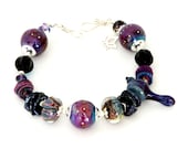 Purple Lampwork Bead Bracelet. Purple Glass Bead Statement Bracelet. Wearable Art Bracelet. Gypsy or Boho Bracelet. Glass Bead Jewelry.