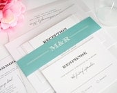 Vintage Wedding Invitation, Aquamarine Wedding Invitation, Vintage Wedding Invite - Antique Vintage Design - Sample Set