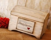 Large Rustic Card Box for Wedding Cards with card slot Happily Ever After Heart Plaque