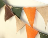 Burlap Bunting - Autumn Leaves in Tan, Brown, Orange, Green 15 FEET LONG Il_170x135