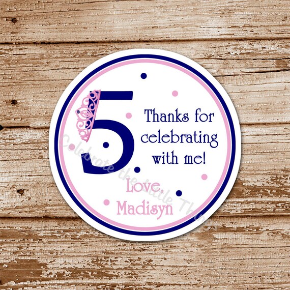 SET of 12 Tiny TIARA Princess Favor Tags, Stickers : Crown Il_570xn