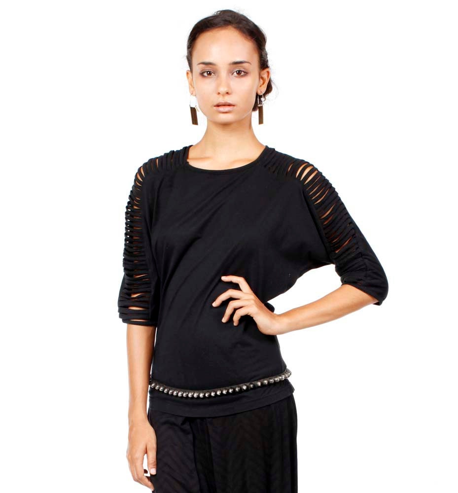 Organic Cotton Top Black - Round Neck Tee Black