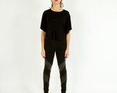 Arrowhead Leggings Black on Black Faux Leather Chevron