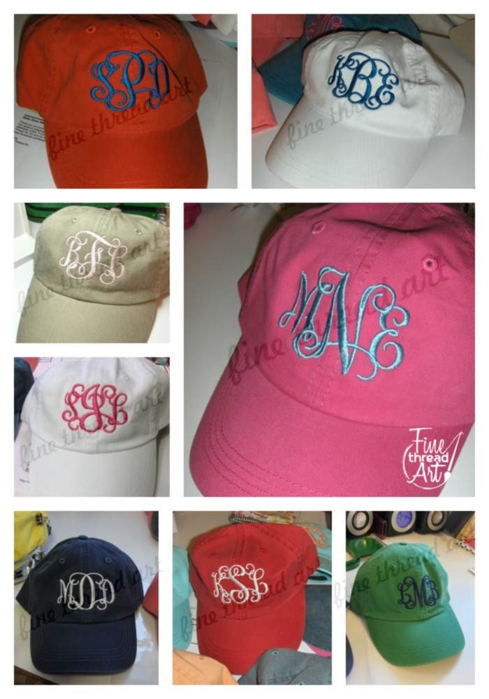 LADIES Monogram Baseball Cap Hat FABRIC strap Mom Bridesmaid Bride Bachelorette College