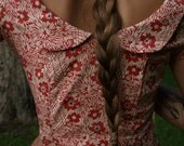 Floral print button down  peter pan collar dress with cap sleeves, pockets, and attached petticoat- made to your size