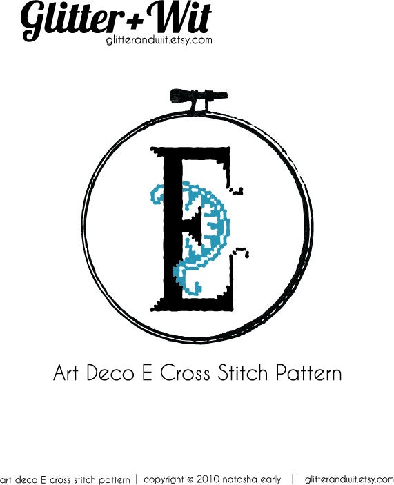 Monogram Cross Stitch Pattern PDF - Art Deco