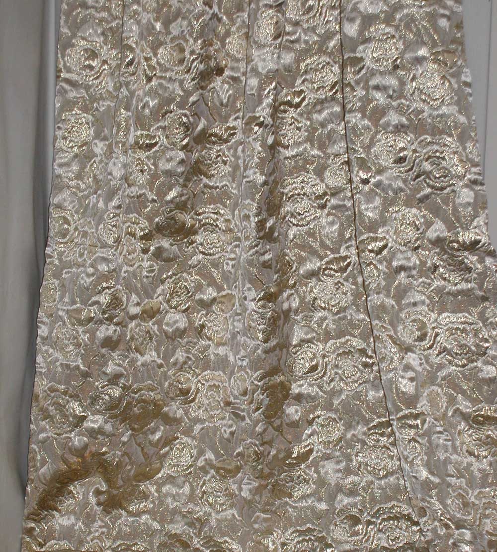 Dressmaker Fabric In Rose Design Gold Lame Matelasse - 3 Yards
