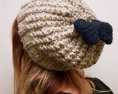 Chunky Pomfrey Beanie with bow pom pom