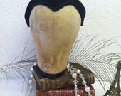 Vintage 1950s Hat Toy Tilt Hat Widows Peak black hat with bows fifties