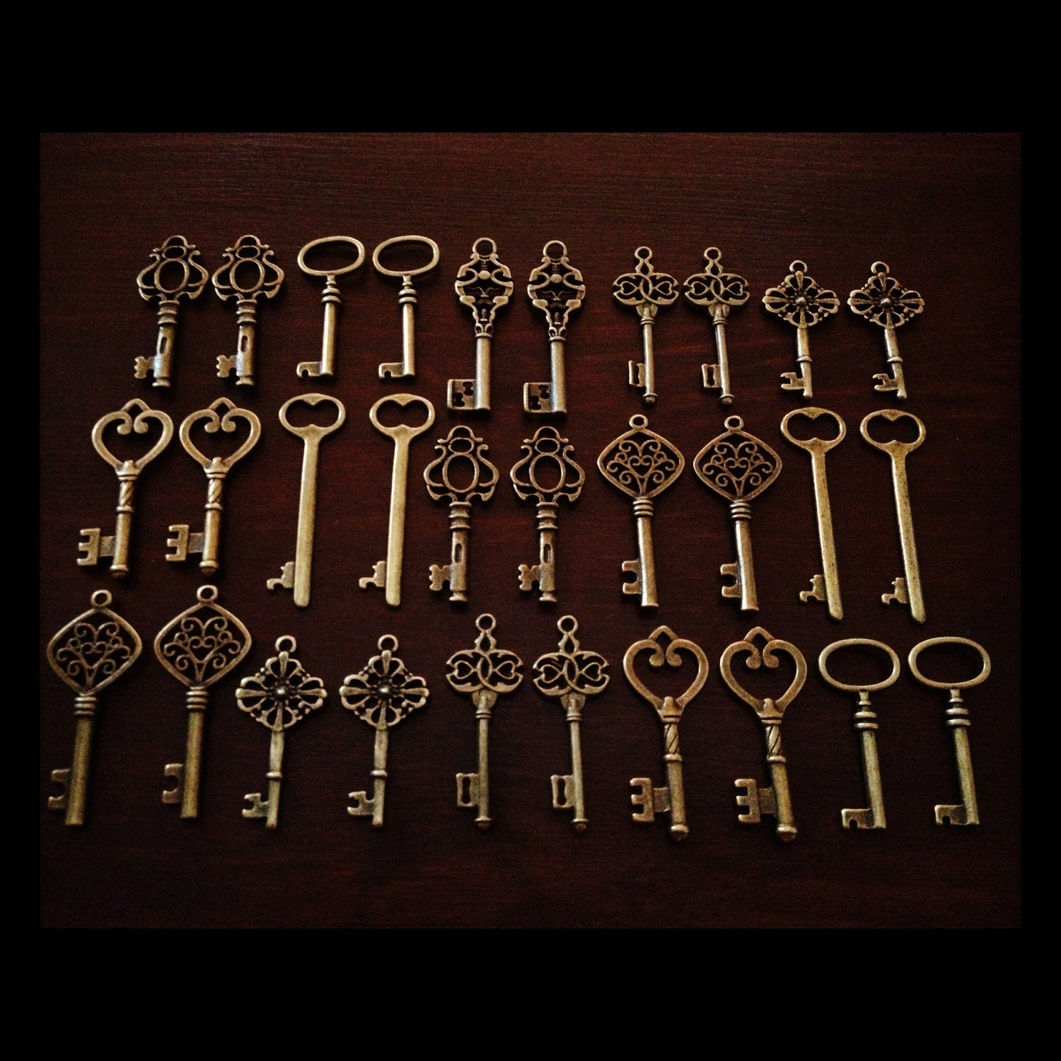 Keys to the World - Skeleton Keys - 30 x Vintage Keys Antique Bronze Brass Skeleton Key Skeleton Keys Set