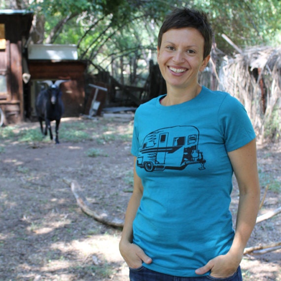 Happy Camper T-Shirt - Women's Teal Trailer Tee
