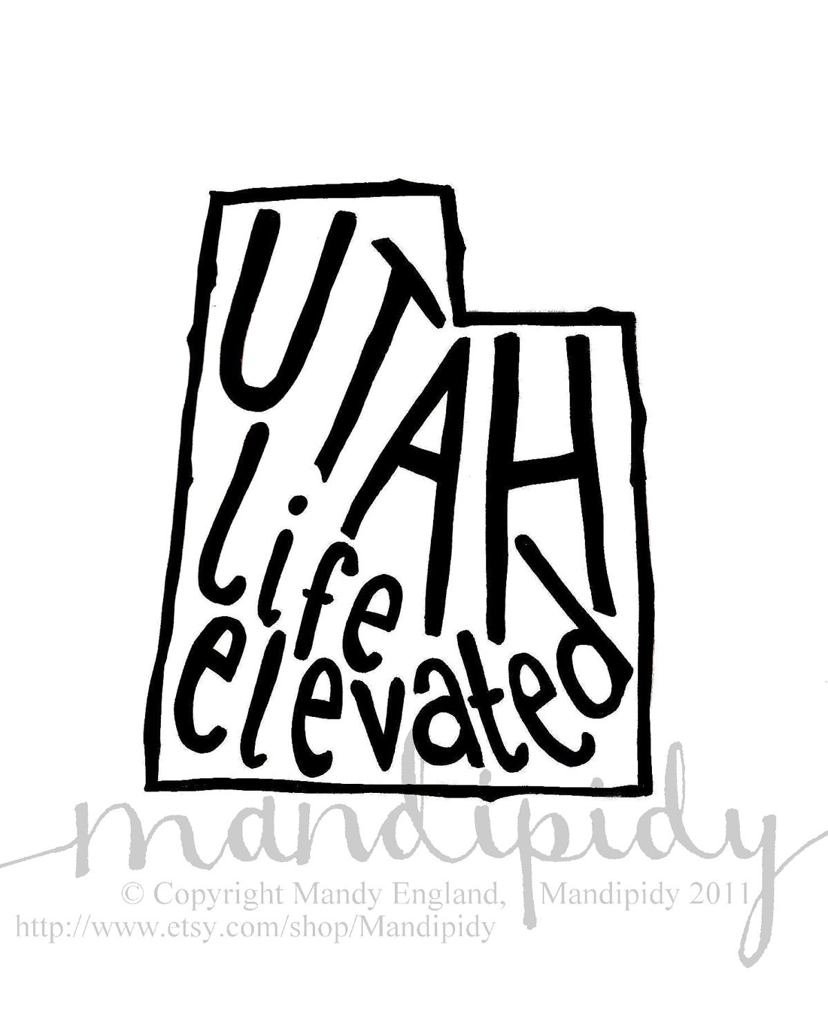 Utah Life Elevated - White Background - 8x10 Illustrated Print by Mandipidy