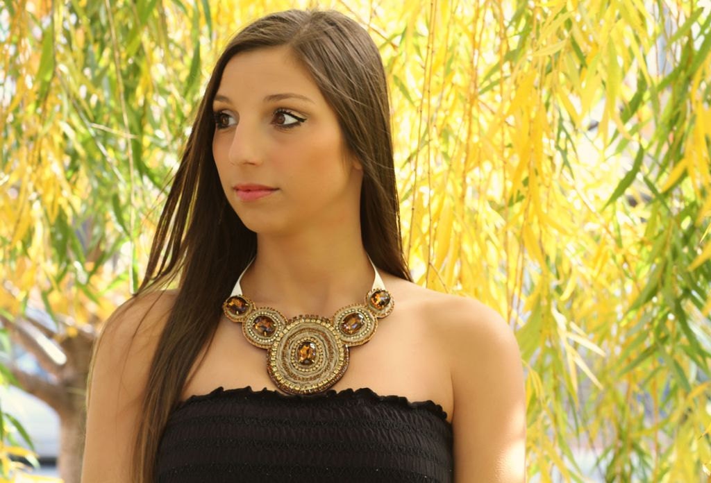 Rope and Brown Crystal Statement Necklace