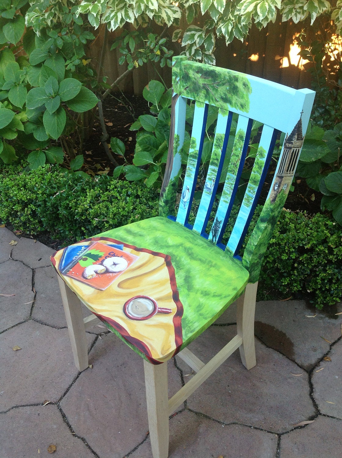 Your Life Story hand painted on an accent chair
