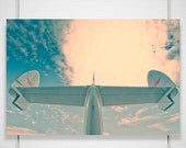 Airplane Travel Photography - 8x12 photograph print - aviation aviator pilot flight red aqua pink office wall decor 'Let's Jet''