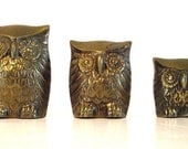 Vintage Small Brass Owls. Decor/ brass/ owls/ nature/vintage