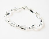 Clear Crystal Quartz Bracelet - Gemstone and Sterling Silver - Clarity, Focus, Energy, Cleansing, Meditation, Healing, Detox