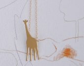Gold Giraffe Necklace, Cute Animal Jewelry, Small Giraffe Charm, Zoo Jewelry, African