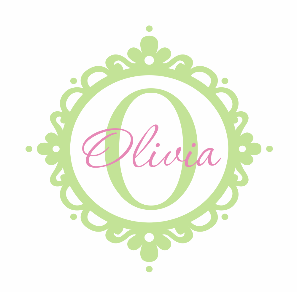 Name and Initial Vinyl Wall Decal Flower Border Personalized Monogram Wall Decal Girl Baby Nursery Girls Room Wall Art 22Hx22W FS244