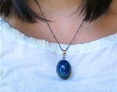 Lapis Lazuli -Sterling Silver -pendant on Gunmetal Chain