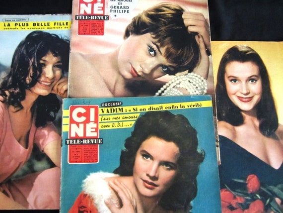 Buy gossip magazines - 4 French Vintage Gossip Magazine Film Sweethearts Carroll Baker, Shirley MacClaine and More - Cine Tele Revue Gossip Movie Magazine