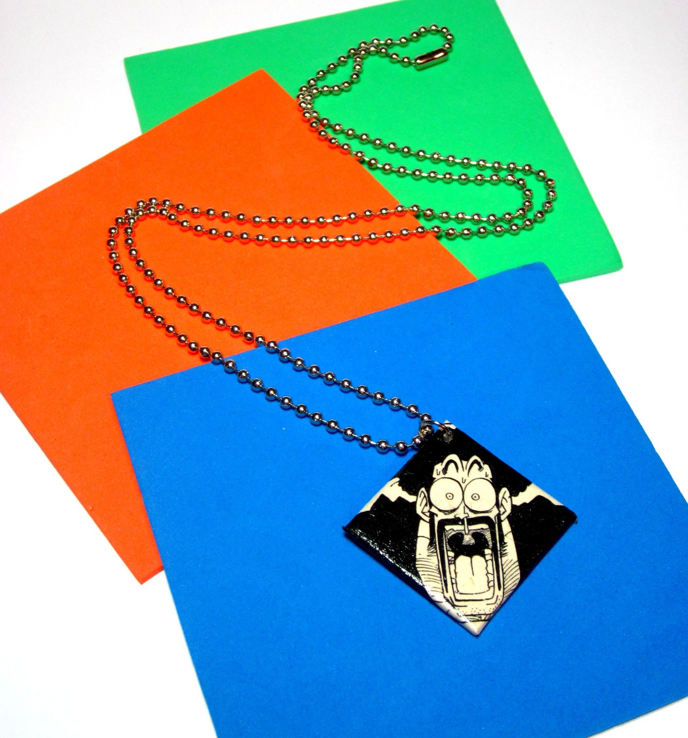 Dragonball Hercule Pendant. Comic Capture Necklace. Anime Manga. Upcycled Comic Book Necklace. Ball Chain Necklace. Choose Your Length.