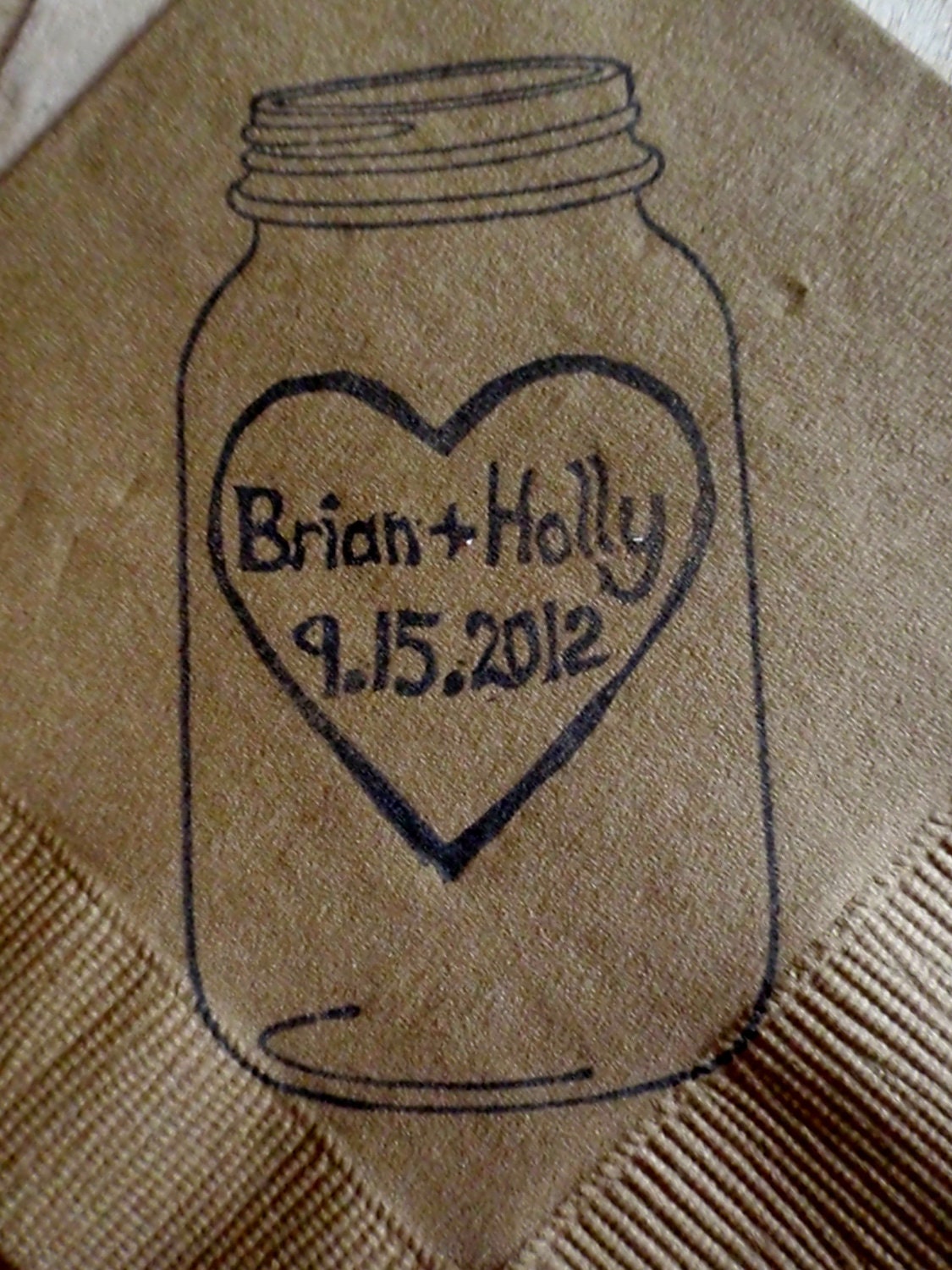 Personalized Heart Stamp with Couples Names and Date