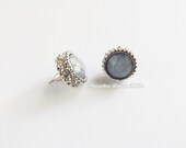 Vintage Smokey Blue Grey Stud Earrings