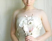Roselle Tiara -  Ivory Rose Flower Hair Accessory - Silk Roses and Velvet Leaves