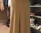 Vintage Tan Corduroy A-Line Skirt with Pockets and Liner