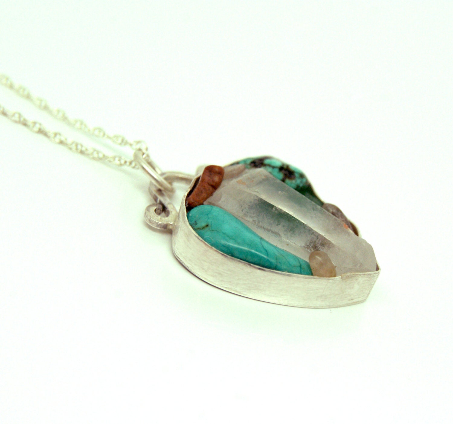 Sterling silver stone collection necklace