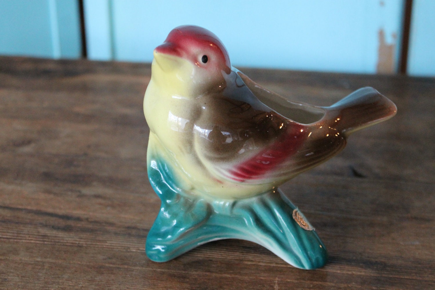 Vintage Royal Copley Bird Planter Kinglet