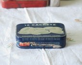 Metal French Vintage Medication Box 12 Cachets Kalmine